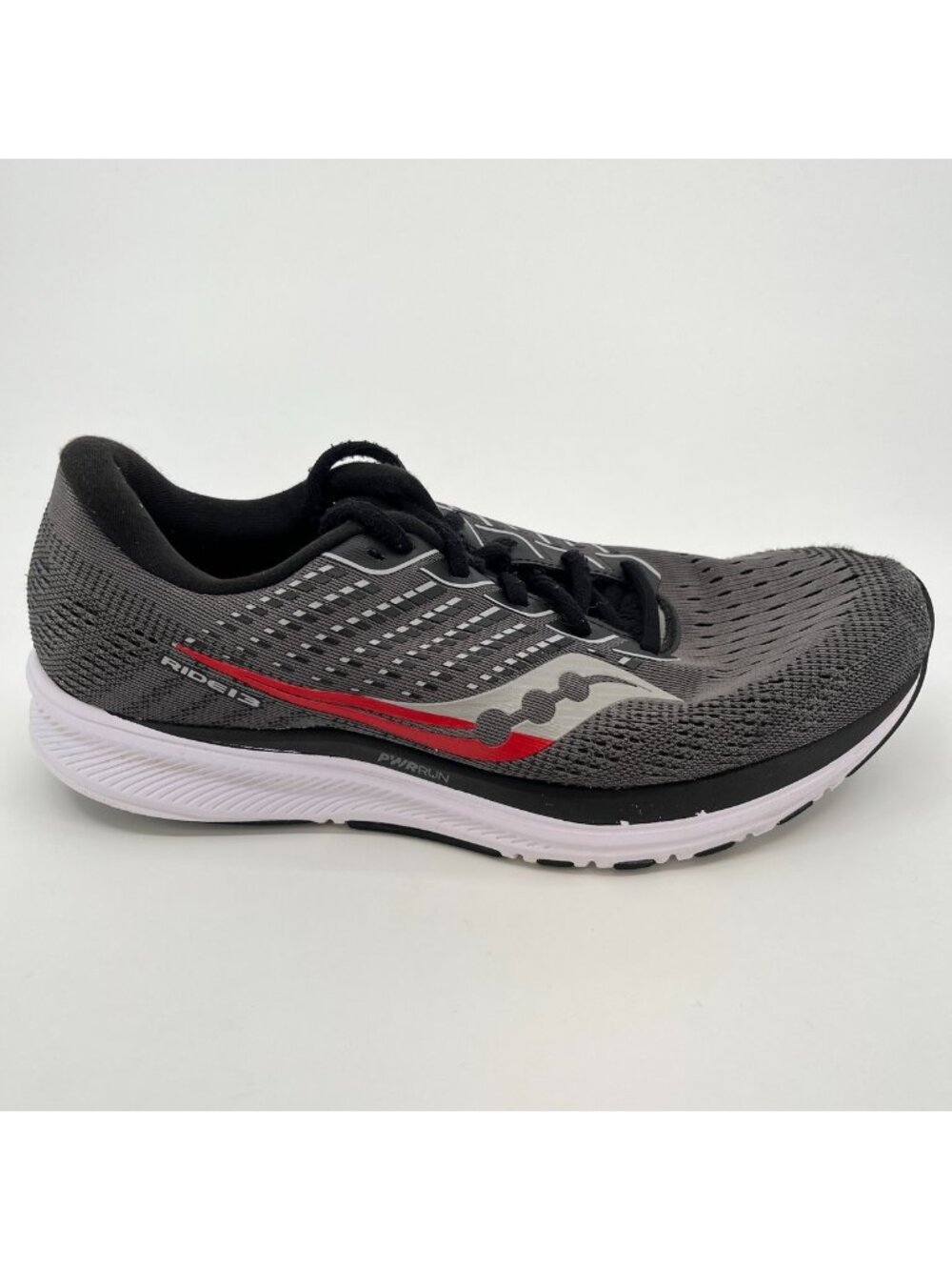 Saucony Ride 13 Mens Size 10 Gray Black Athletic Running Walking Shoes Sneakers